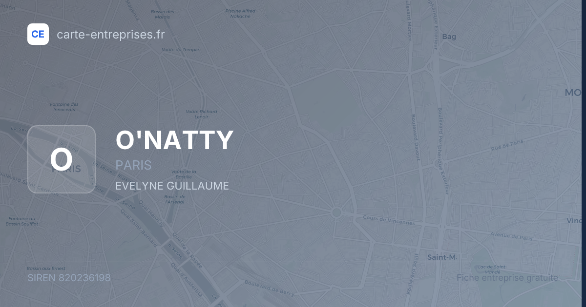 O'NATTY — 820236198 — fiche entreprise