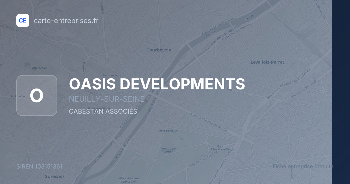 OASIS DEVELOPMENTS — 103151361 — fiche entreprise