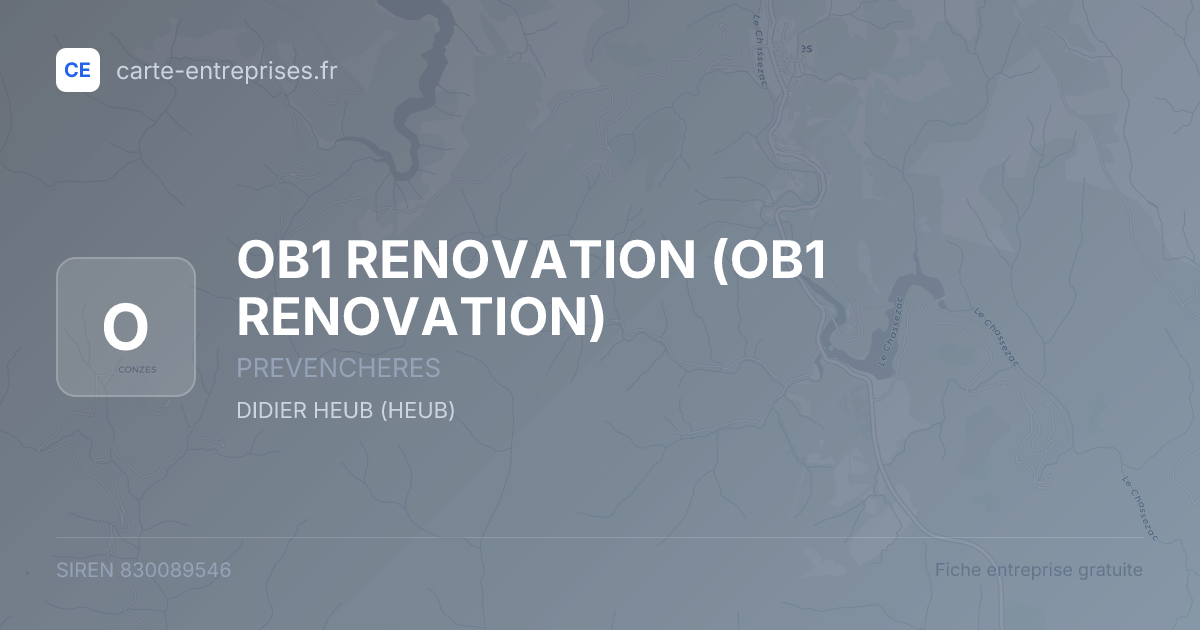 OB1 RENOVATION — 830089546 — fiche entreprise