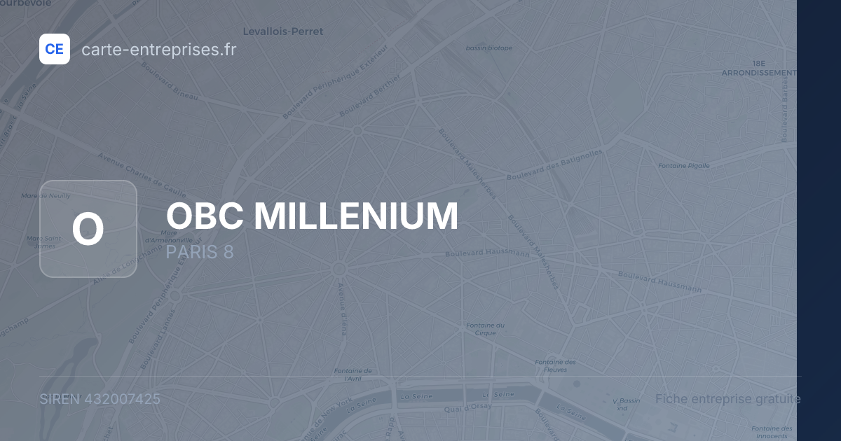 OBC MILLENIUM — 432007425 — fiche entreprise