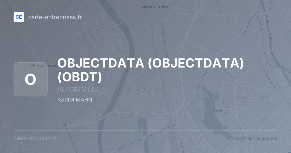 OBJECTDATA (OBJECTDATA) (OBDT) — 934333428 — fiche entreprise