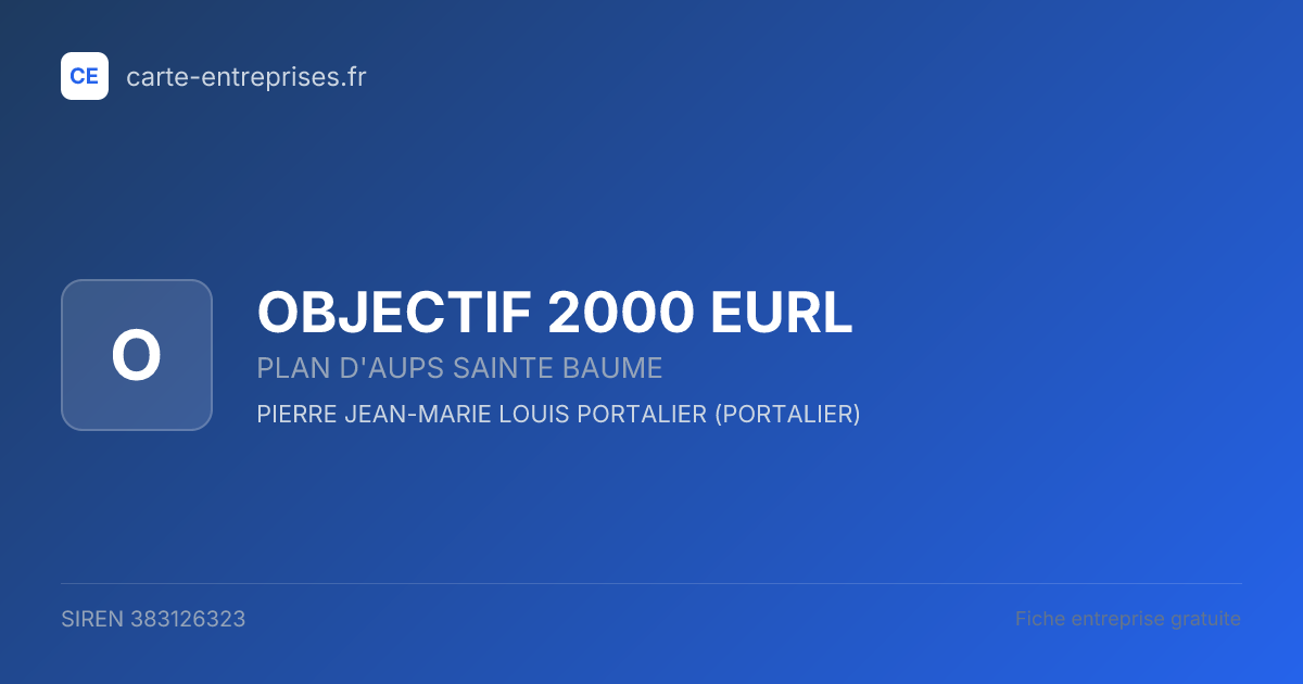 OBJECTIF 2000 EURL — 383126323 — fiche entreprise