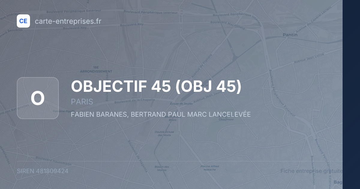 OBJECTIF 45 (OBJ 45) — 481809424 — fiche entreprise