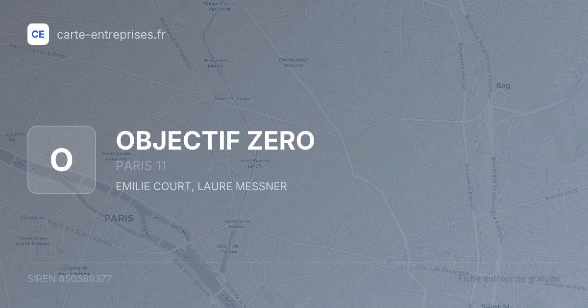 OBJECTIF ZERO — 850588377 — fiche entreprise