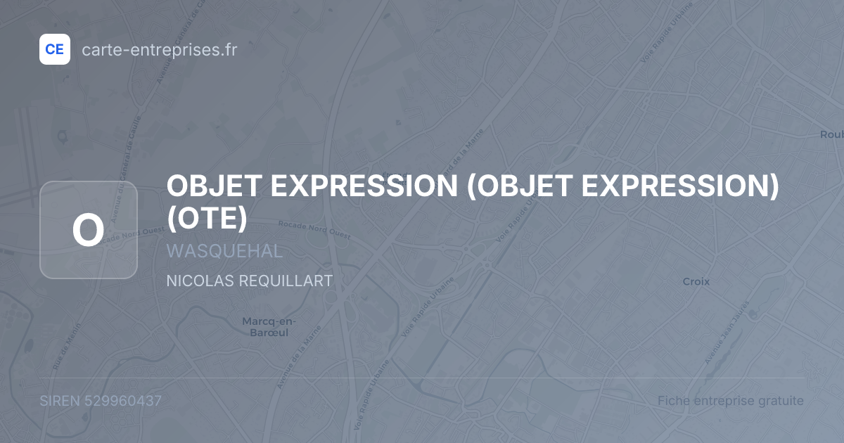 OBJET EXPRESSION (OBJET EXPRESSION) (OTE) — 529960437 — fiche entreprise