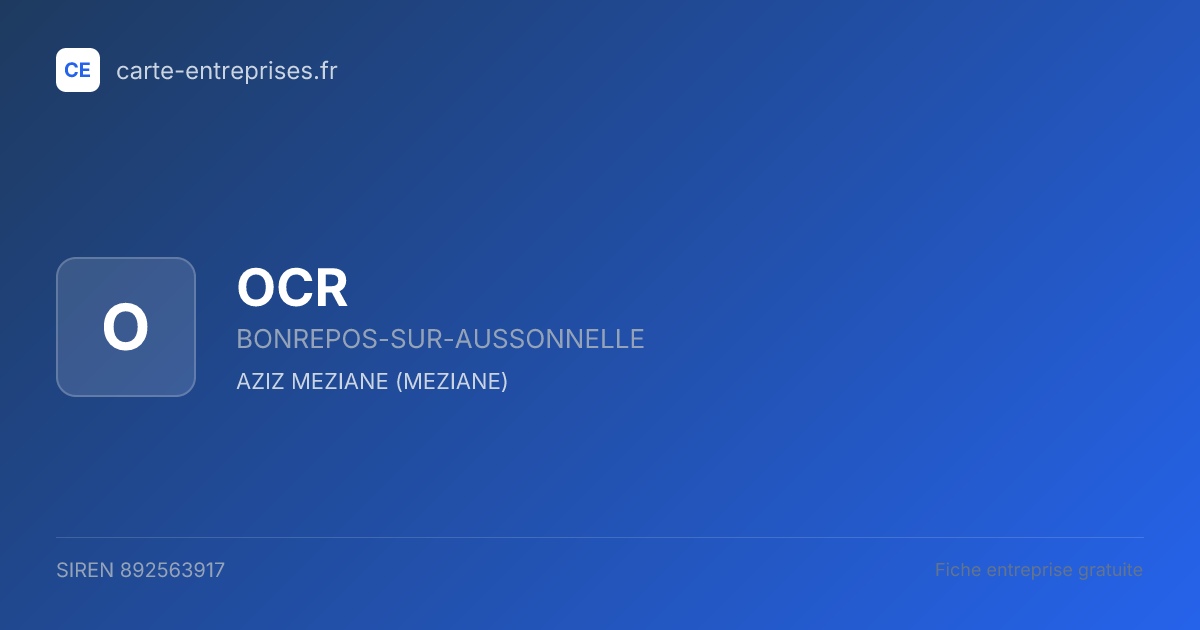 OCR — 892563917 — fiche entreprise