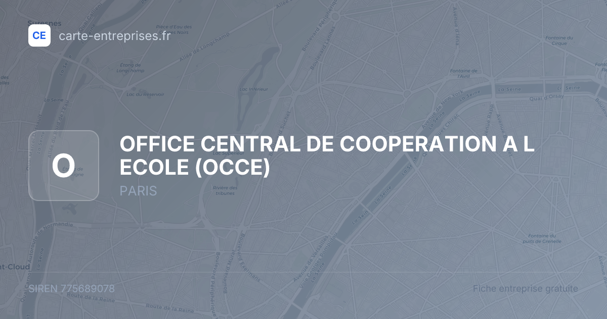 OFFICE CENTRAL DE COOPERATION A L ECOLE (OCCE) — 775689078 — fiche entreprise