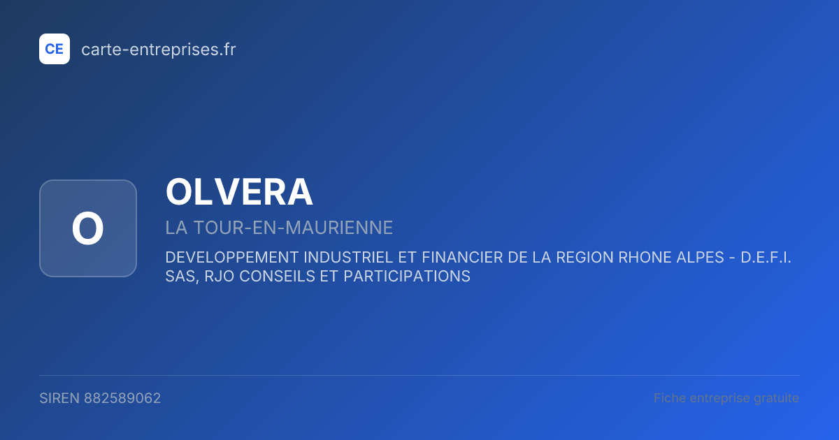 OLVERA — 882589062 — fiche entreprise