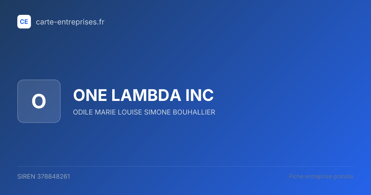 ONE LAMBDA INC — 378848261 — fiche entreprise