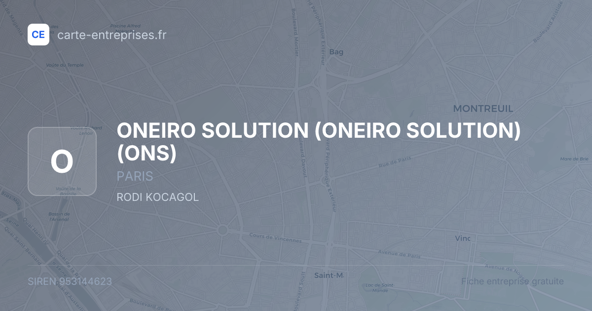 ONEIRO SOLUTION (ONEIRO SOLUTION) (ONS) — 953144623 — fiche entreprise