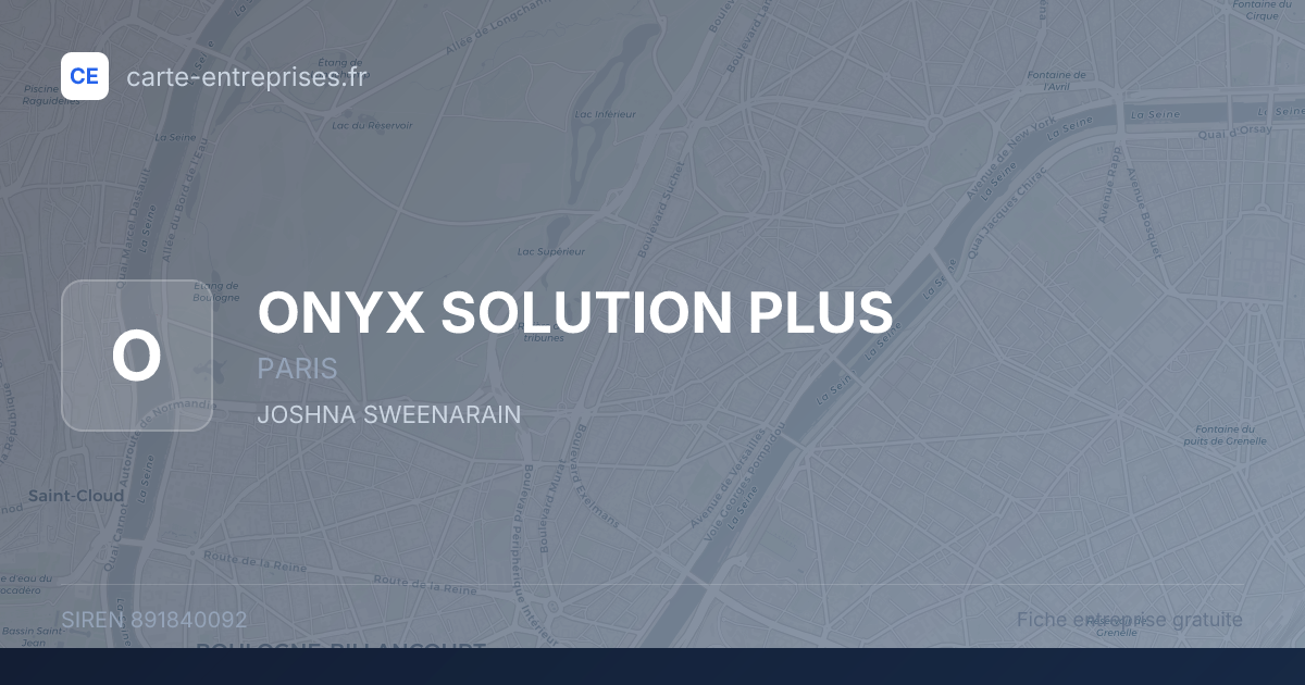 ONYX SOLUTION PLUS — 891840092 — fiche entreprise