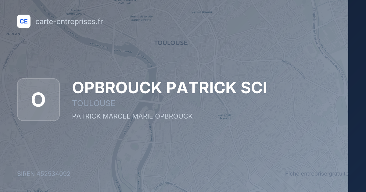 OPBROUCK PATRICK SCI — 452534092 — fiche entreprise