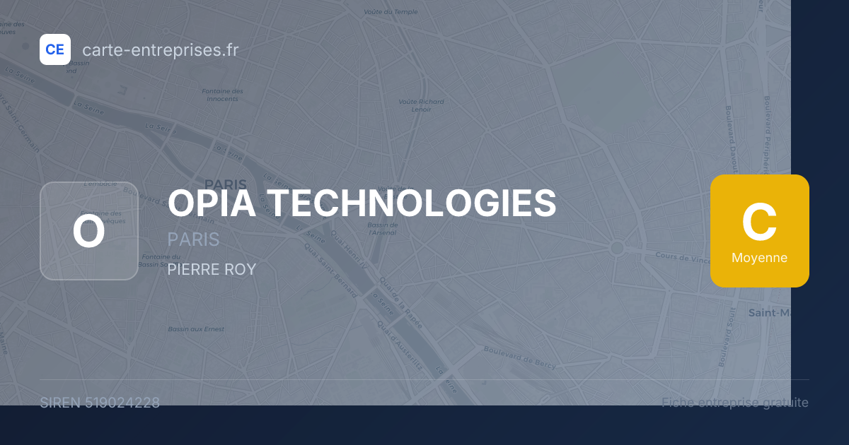 OPIA TECHNOLOGIES — 519024228 — fiche entreprise