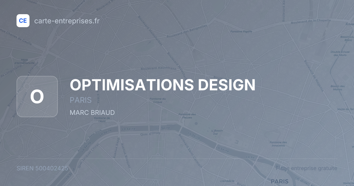 OPTIMISATIONS DESIGN — 500402425 — fiche entreprise