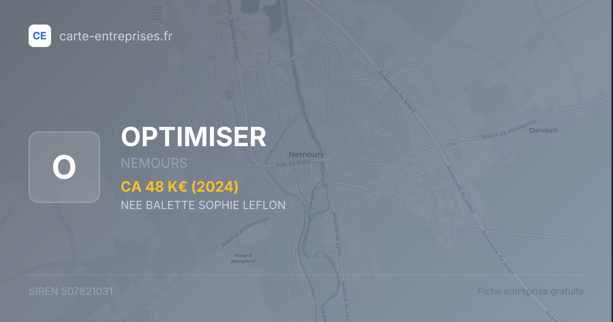 OPTIMISER — 507821031 — fiche entreprise