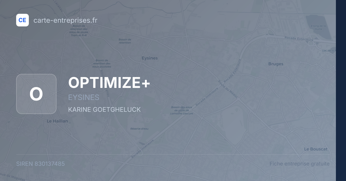 OPTIMIZE+ — 830137485 — fiche entreprise