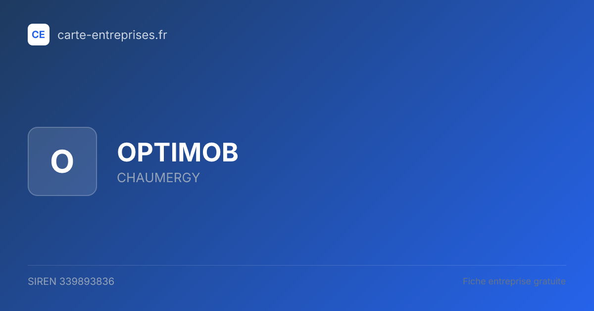 OPTIMOB — 339893836 — fiche entreprise