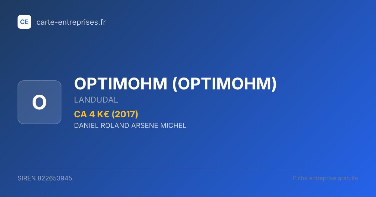 OPTIMOHM — 822653945 — fiche entreprise