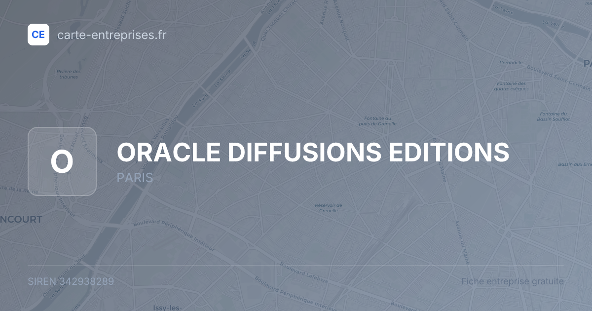 ORACLE DIFFUSIONS EDITIONS — 342938289 — fiche entreprise
