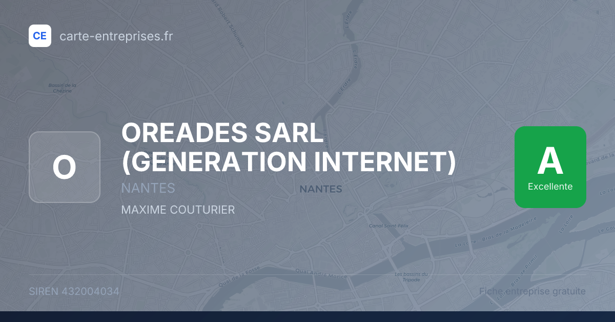OREADES SARL (GENERATION INTERNET) — 432004034 — fiche entreprise