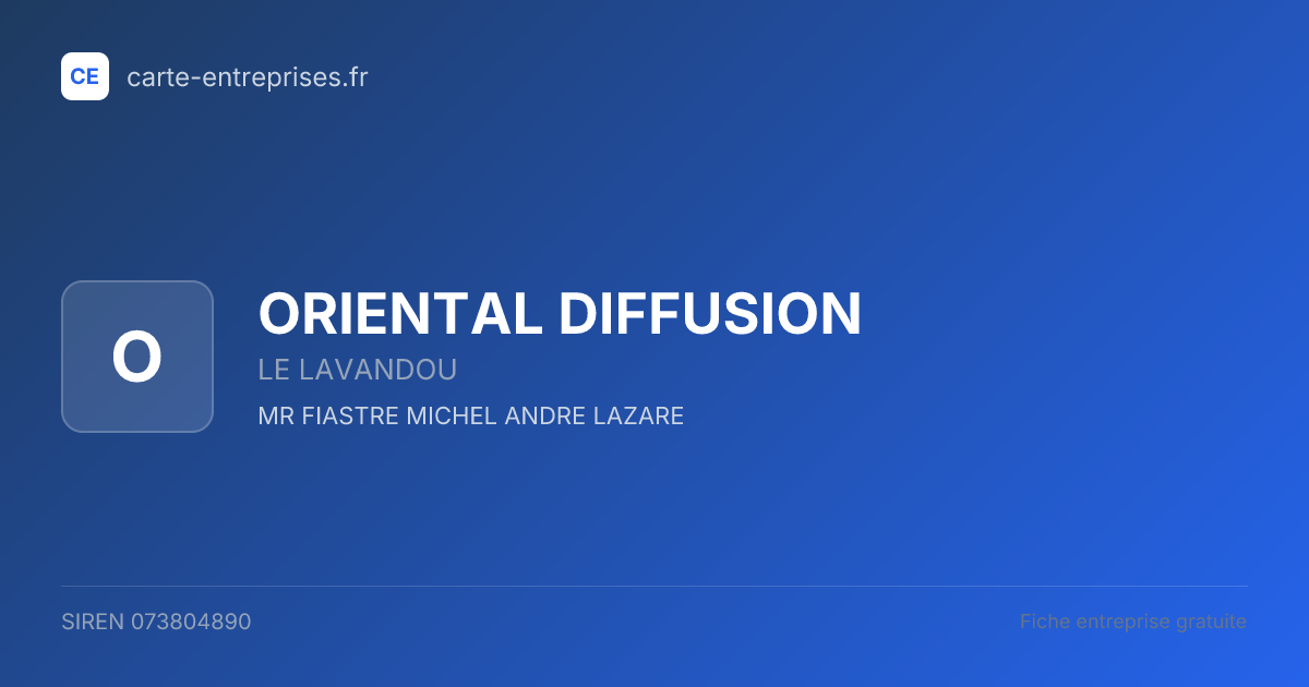 ORIENTAL DIFFUSION — 073804890 — fiche entreprise