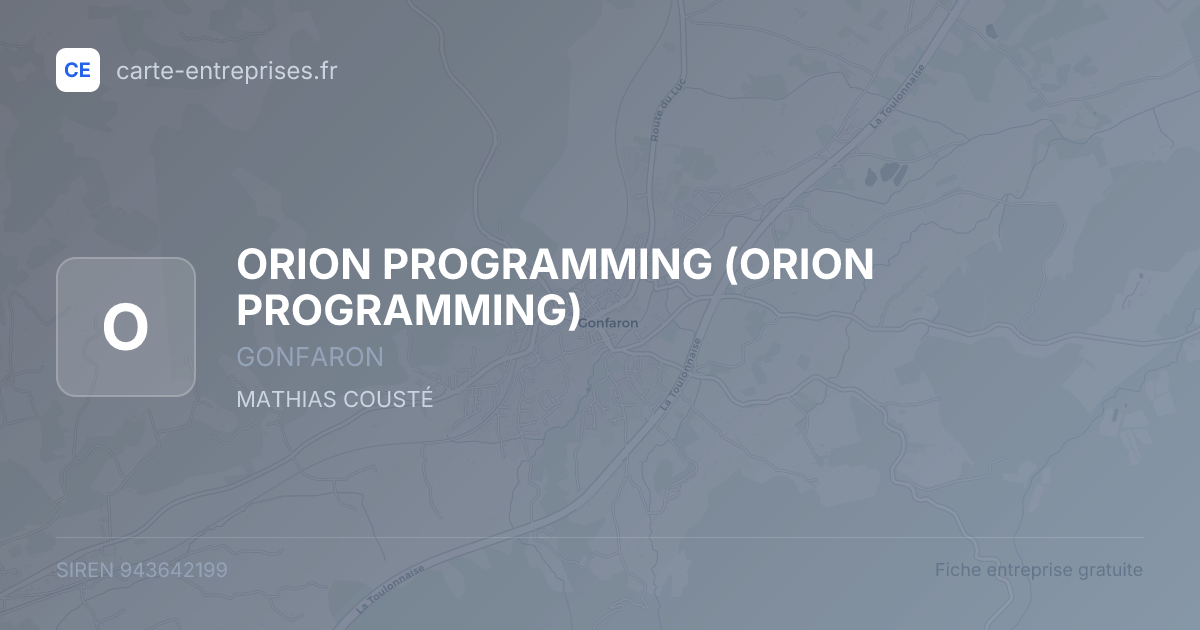 ORION PROGRAMMING — 943642199 — fiche entreprise