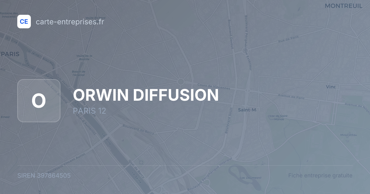 ORWIN DIFFUSION — 397864505 — fiche entreprise
