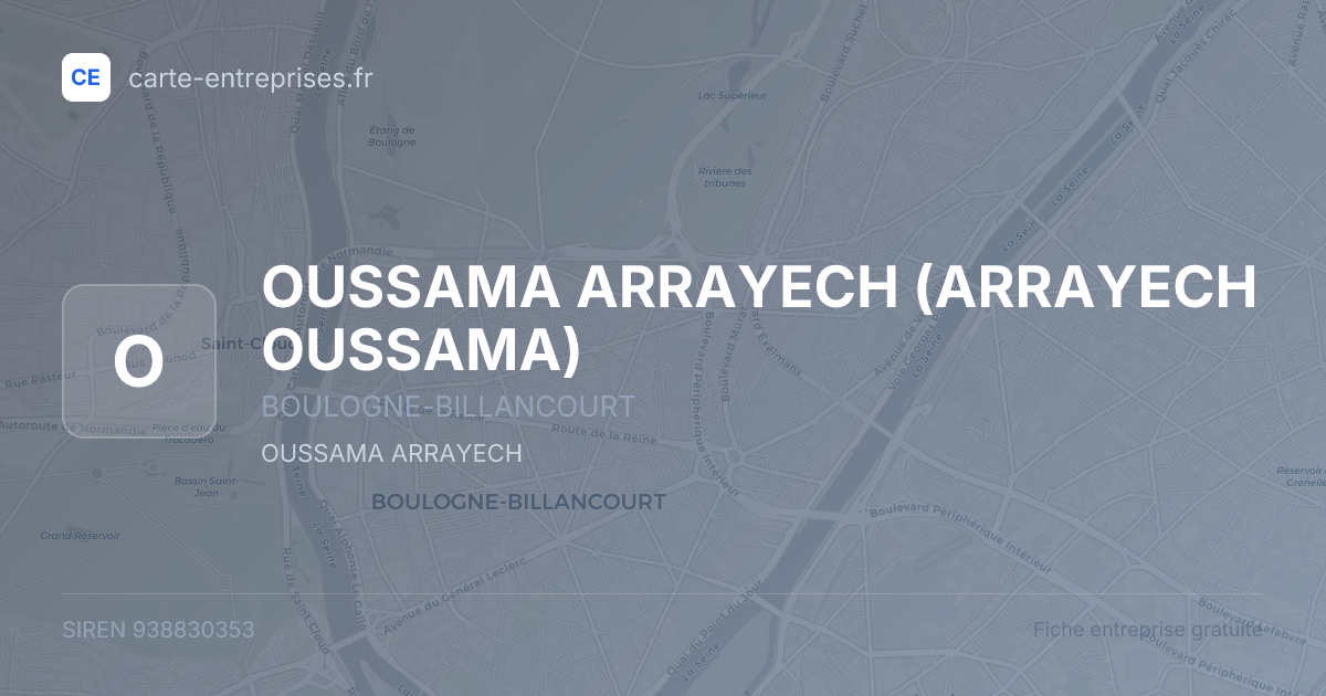 OUSSAMA ARRAYECH (ARRAYECH OUSSAMA) — 938830353 — fiche entreprise