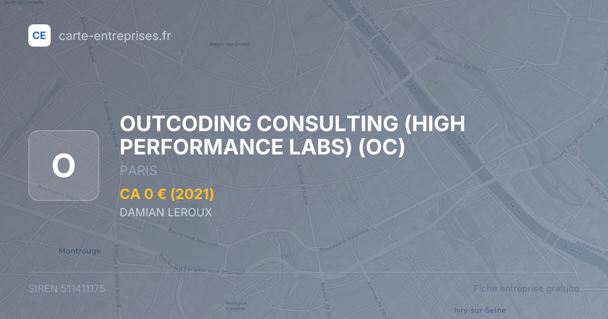 OUTCODING CONSULTING (HIGH PERFORMANCE LABS) (OC) — 511411175 — fiche entreprise