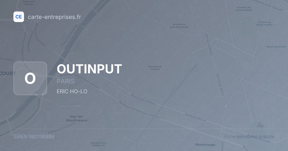 OUTINPUT — 982136889 — fiche entreprise