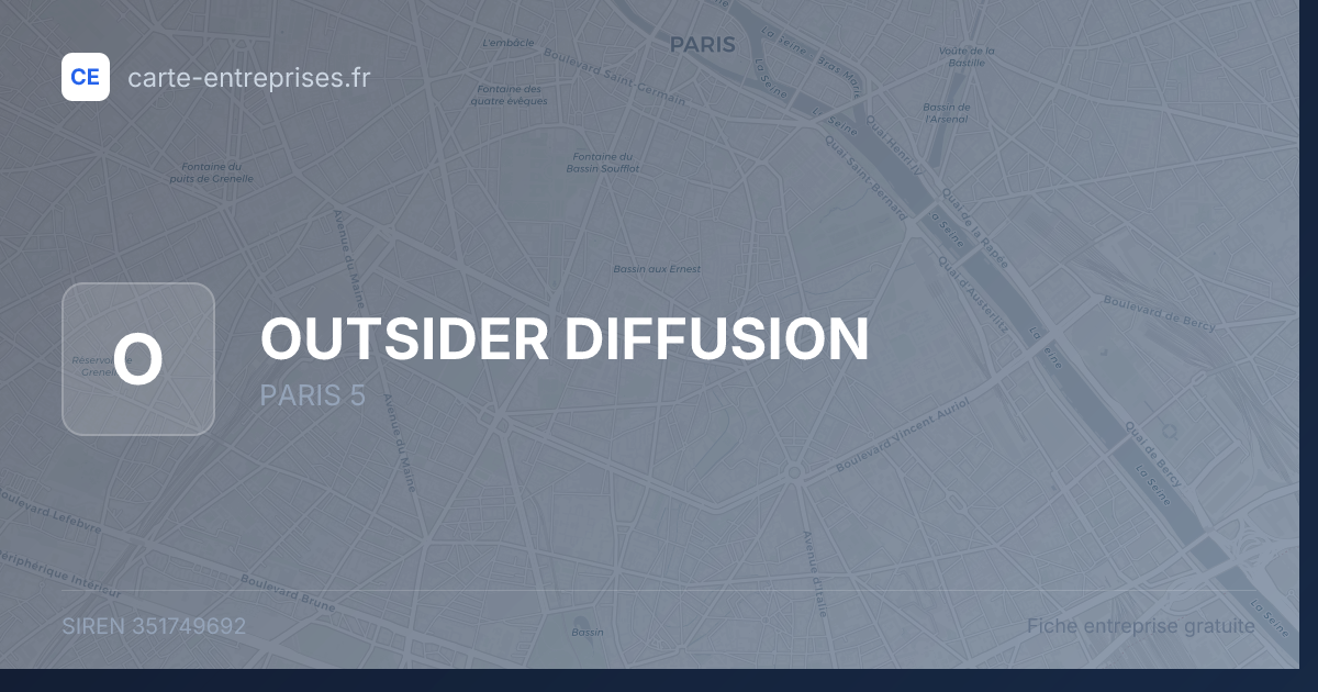 OUTSIDER DIFFUSION — 351749692 — fiche entreprise
