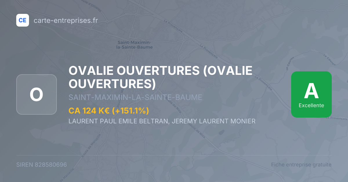 OVALIE OUVERTURES (OVALIE OUVERTURES) — 828580696 — fiche entreprise