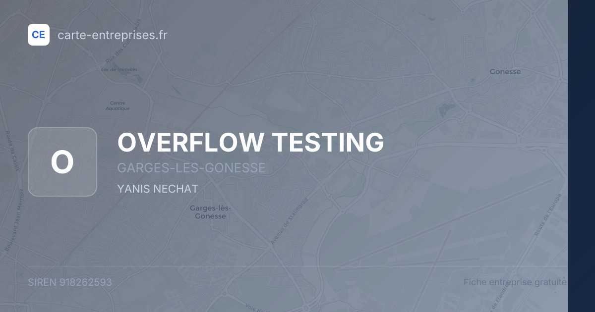 OVERFLOW TESTING — 918262593 — fiche entreprise