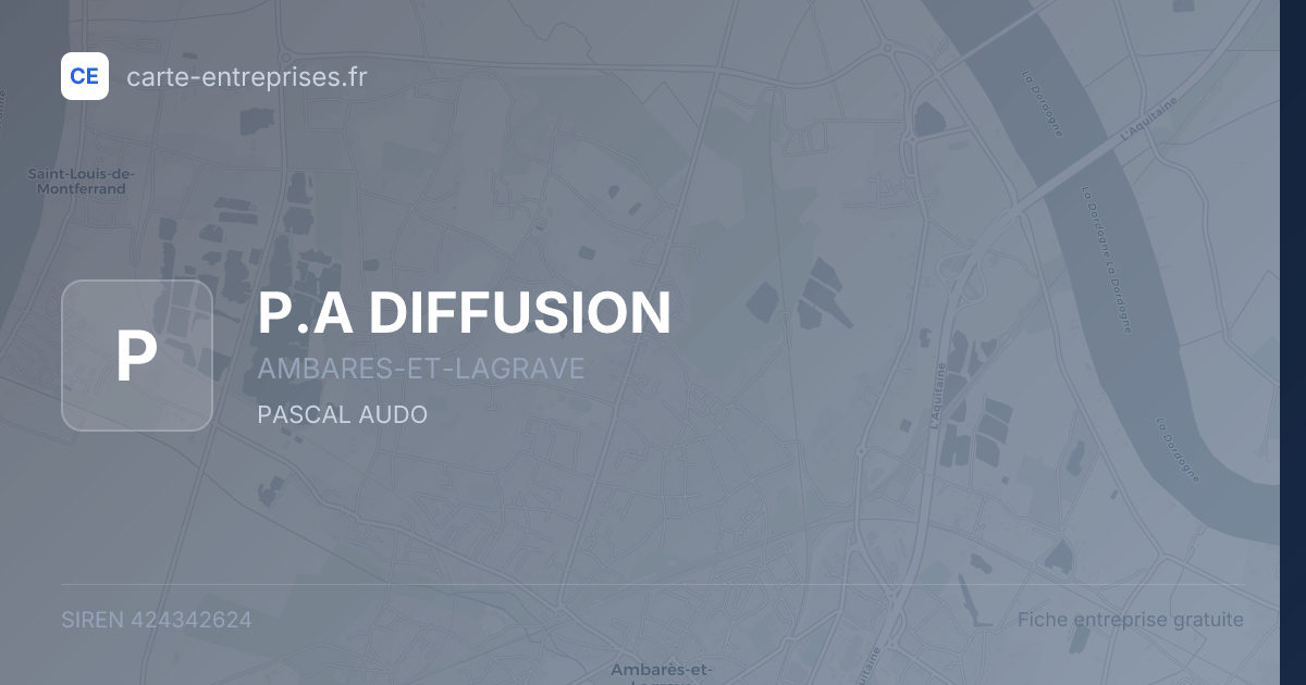 P.A DIFFUSION — 424342624 — fiche entreprise