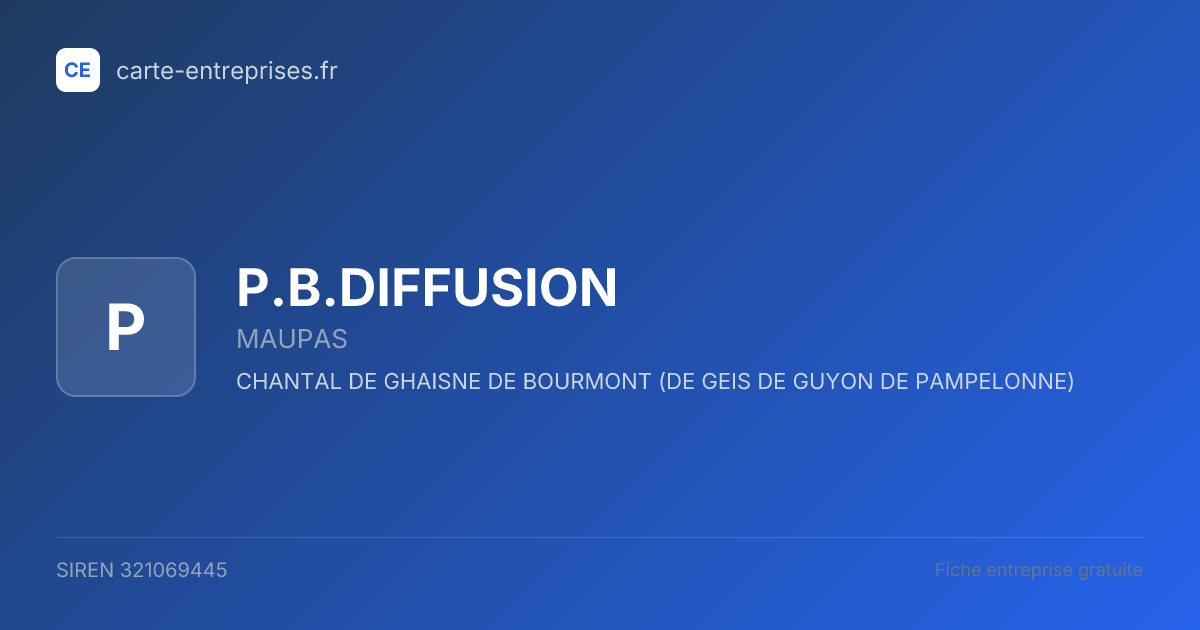 P.B.DIFFUSION — 321069445 — fiche entreprise