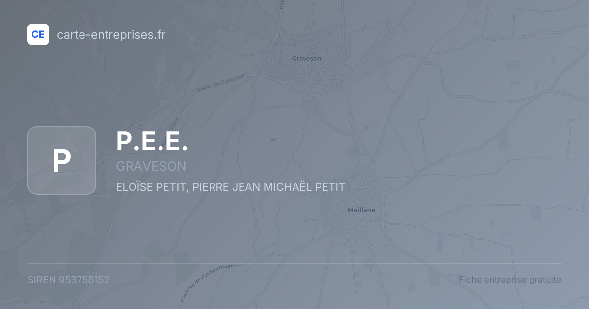 P.E.E. — 953756152 — fiche entreprise