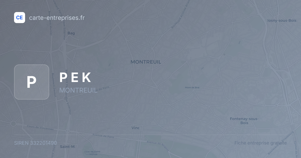 P E K — 332201490 — fiche entreprise
