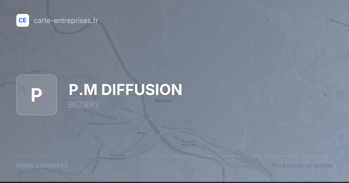 P.M DIFFUSION — 339690943 — fiche entreprise