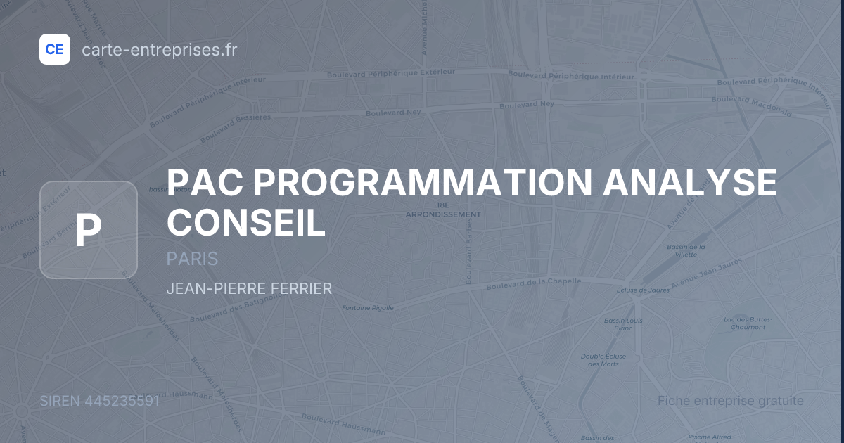 PAC  PROGRAMMATION ANALYSE CONSEIL — 445235591 — fiche entreprise