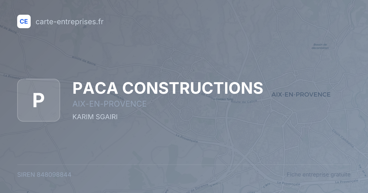 PACA CONSTRUCTIONS — 848098844 — fiche entreprise