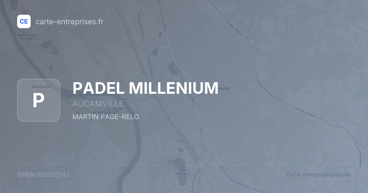 PADEL MILLENIUM — 992033142 — fiche entreprise