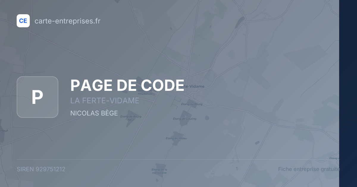 PAGE DE CODE — 929751212 — fiche entreprise