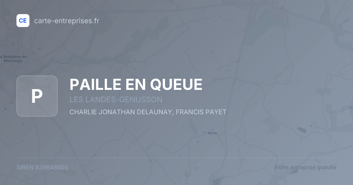 PAILLE EN QUEUE — 839648805 — fiche entreprise