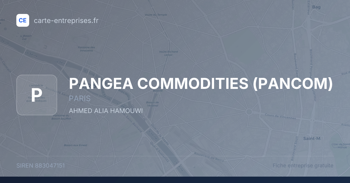PANGEA COMMODITIES (PANCOM) — 883047151 — fiche entreprise