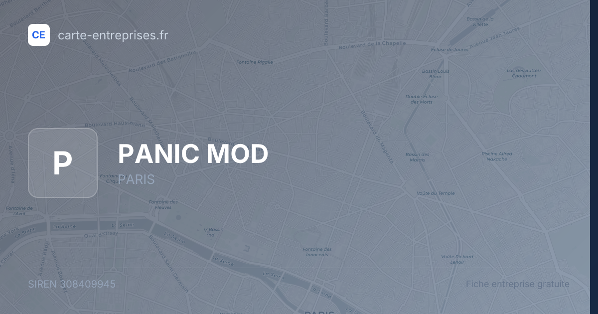 PANIC MOD — 308409945 — fiche entreprise