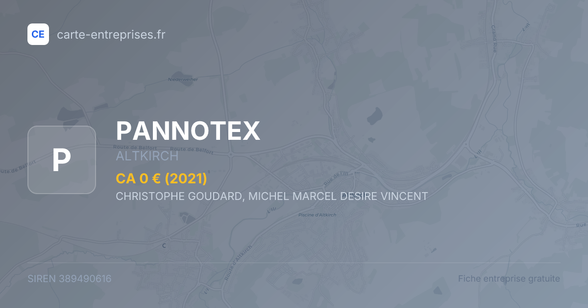 PANNOTEX — 389490616 — fiche entreprise