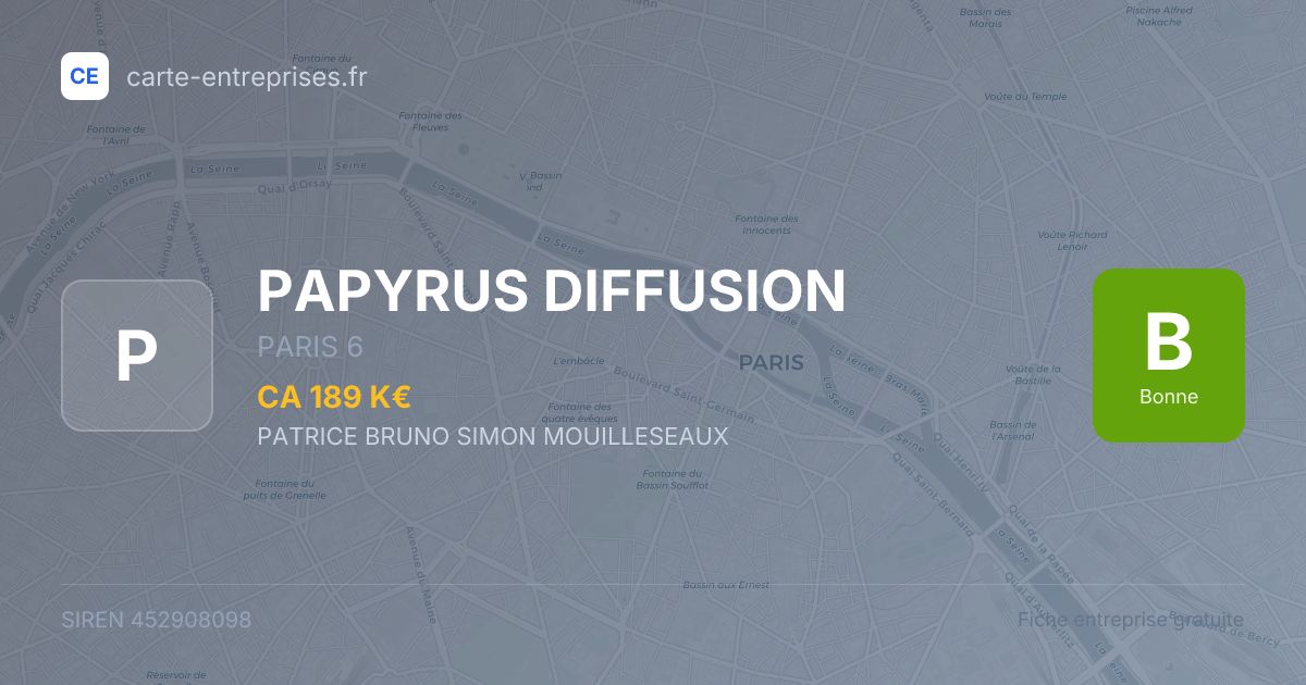 PAPYRUS DIFFUSION — 452908098 — fiche entreprise