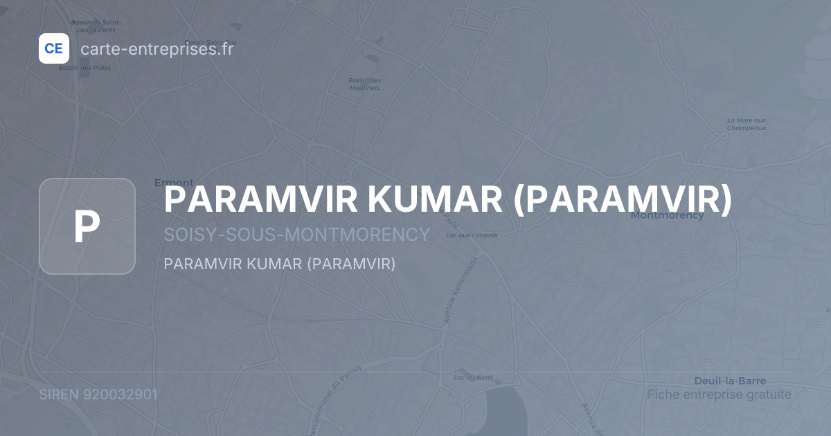 PARAMVIR KUMAR (PARAMVIR) — 920032901 — fiche entreprise