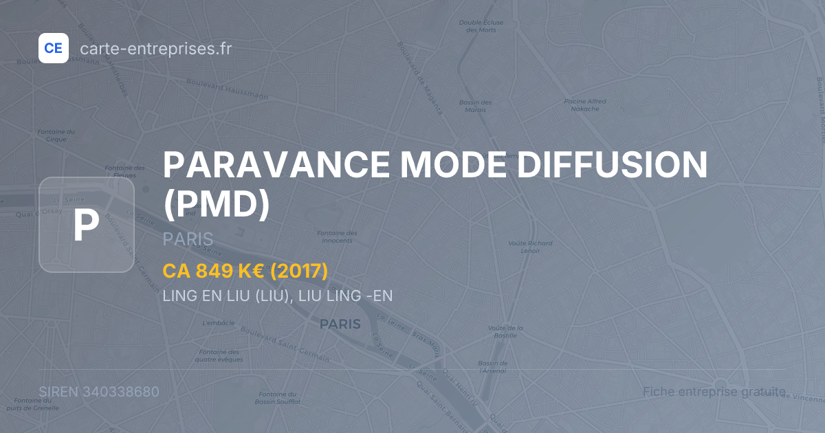 PARAVANCE MODE DIFFUSION (PMD) — 340338680 — fiche entreprise