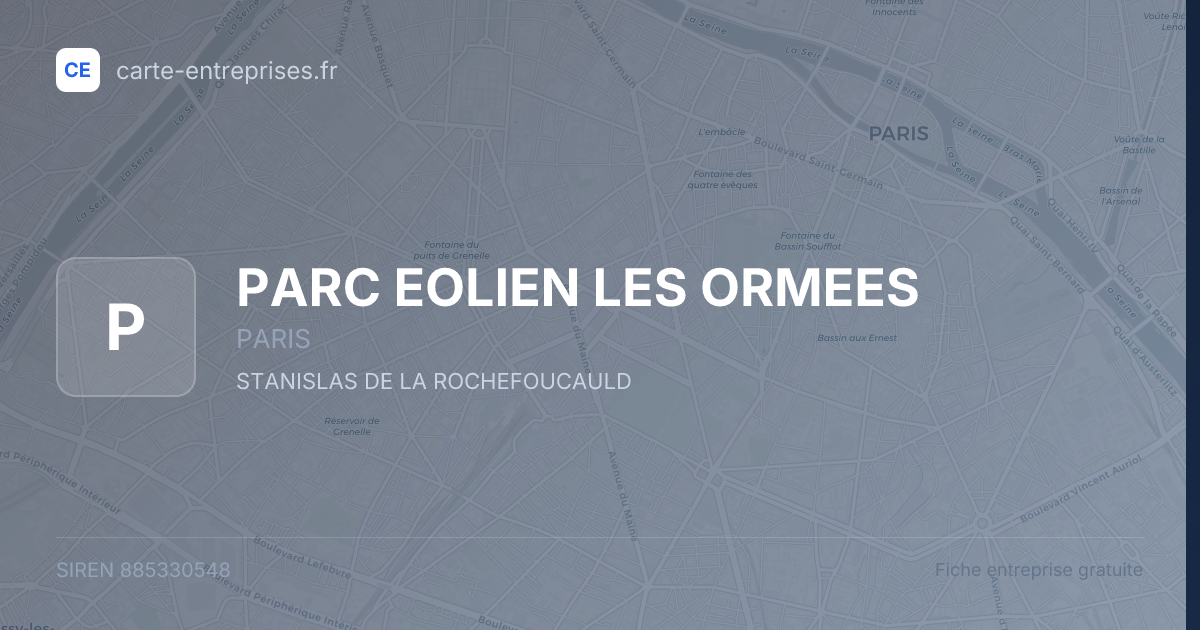 PARC EOLIEN LES ORMEES — 885330548 — fiche entreprise